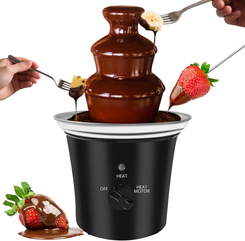 ZEVELOO آلة نافورة الشوكولاتة الصغيرة الكهربائية ل fondue الشوكولاتة من الفولاذ المقاوم للصدأ للشوكولاتة والحلويات والزبدة والجبن - Image 1
